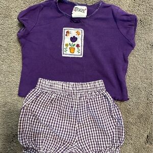 Teaze 2 piece set purple and gingham 3-6 months